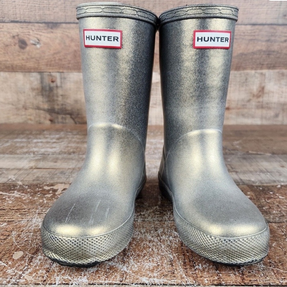 Hunter Original First Nebula Gold Girls Size 9 Boys Size 8 Pull On Rain Boots